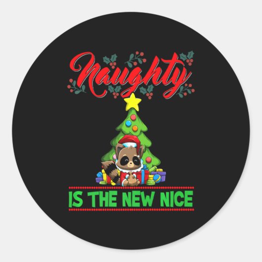 Naughty Is The New Nice Christmas Santa Xmas Premi Ronde Sticker (Voorkant)