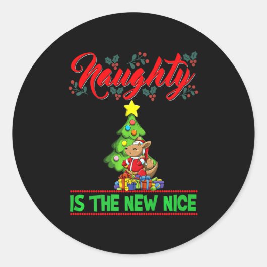 Naughty Is The New Nice Christmas Santa Xmas Premi Ronde Sticker (Voorkant)