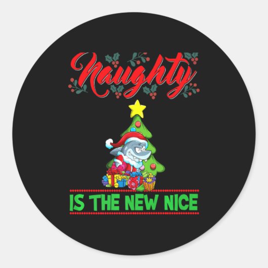 Naughty Is The New Nice Christmas Santa Xmas Premi Ronde Sticker (Voorkant)