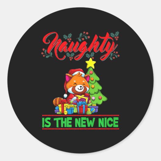 Naughty Is The New Nice Christmas Santa Xmas Premi Ronde Sticker (Voorkant)
