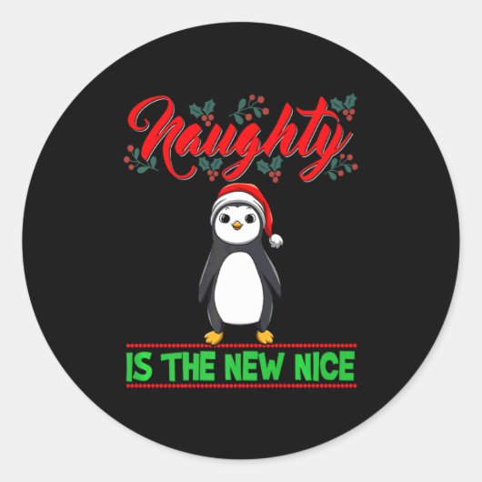 Naughty Is The New Nice Christmas Santa Xmas Premi Ronde Sticker (Voorkant)
