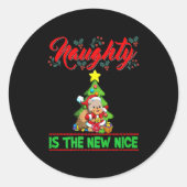 Naughty Is The New Nice Christmas Santa Xmas Premi Ronde Sticker (Voorkant)