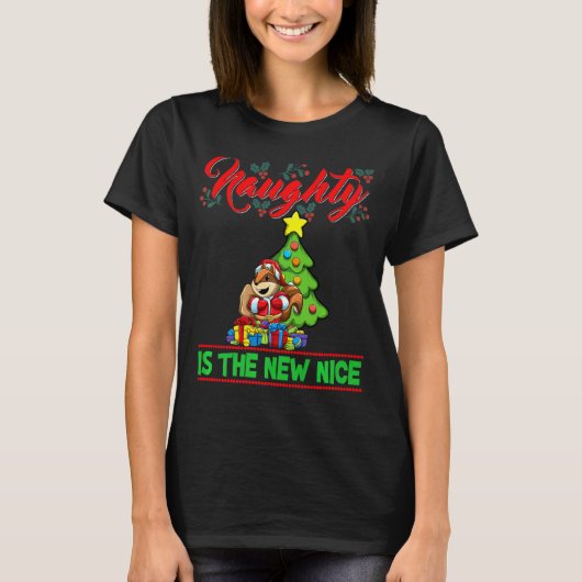 Naughty Is The New Nice Christmas Santa Xmas Premi T-shirt (Voorkant)
