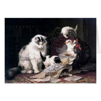 Naughty kittens katten die spelen met een mandje s