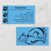 Naughty Kitty Carte de visite bleu (Devant / Derrière)