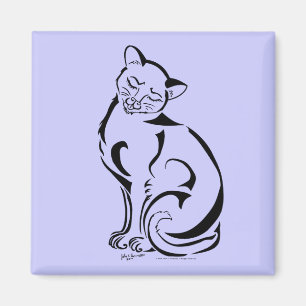 Naughty Kitty (Pas de texte) Magnet Carré