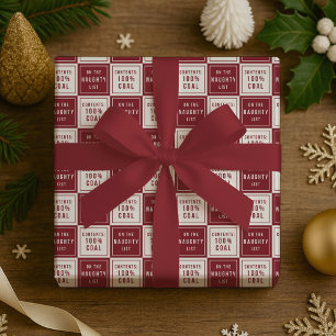 Naughty List 100% kolen   Rood- en witte kerst Cadeaupapier
