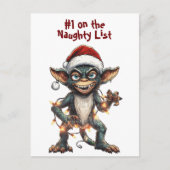 Naughty List Gremlin Feestdagenkaart (Voorkant)
