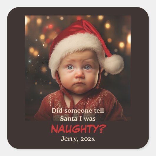 Naughty List Leuke Foto Kerst sticker (Voorkant)