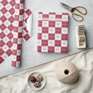 Naughty List & Nice List   Rode feestdag gecontrol Cadeaupapier