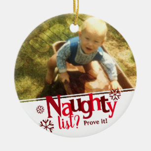 Naughty List Two Photo Kerstmis Keramisch Ornament
