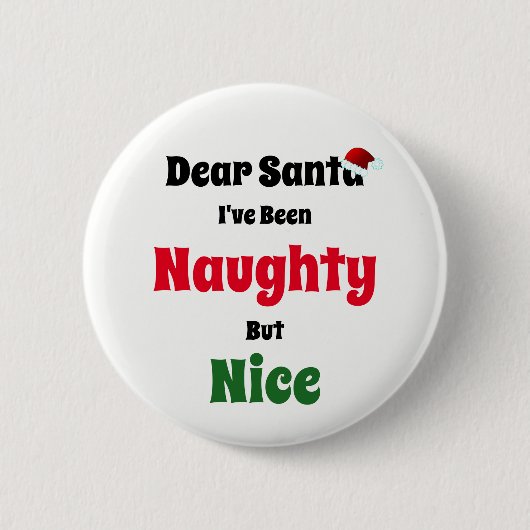 Naughty, maar mooi kerstfeest ronde button 5,7 cm (Voorkant)
