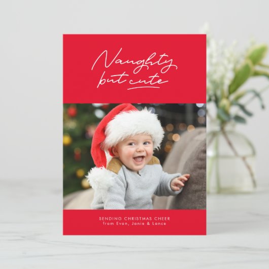 Naughty mais mignon drôle carte photo de vacances (Debout devant)