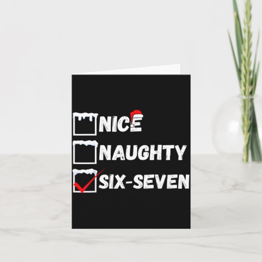 Naughty Nice 67 Christmas Checklist Fun Six Seven Kaart (Voorkant)