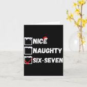 Naughty Nice 67 Christmas Checklist Fun Six Seven Kaart (Gele Bloem)