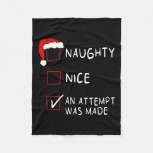 Naughty Nice an Potempt Funny List Xmas Mannen Vro Fleece Deken