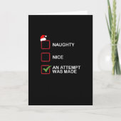 Naughty Nice Attempt Made Funny Christmas List Kaart (Voorkant)