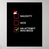 Naughty Nice Attempt Made Funny Christmas List Poster (Voorkant)