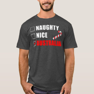 Naughty Nice Australian Candy Cane Kerstman T-shirt