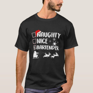 Naughty Nice Bartender Kerstmis T-shirt