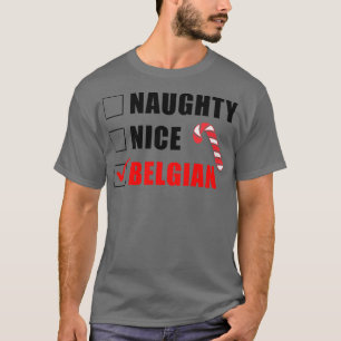 Naughty Nice Belgium Candy Cane kerstSanta Li T-shirt
