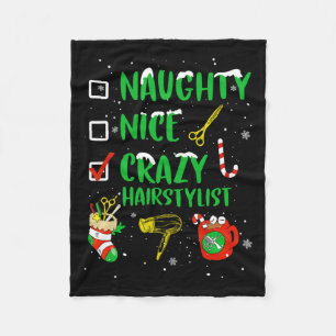 Naughty Nice Crazy Haarstylist Kapper Funny X Fleece Deken