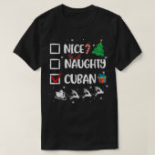 Naughty Nice Cuban Christmas Funny Santa Hat Xmas T-shirt (Design voorkant)