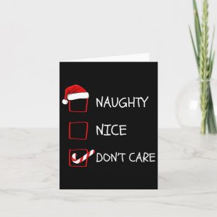 Naughty Nice Don't Care Kerstlijst Kaart
