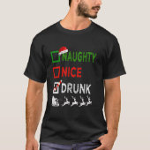 Naughty Nice Drink kerstpyjama Funny Santa H T-shirt (Voorkant)