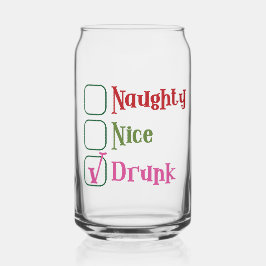 Naughty Nice Drunk Funny Holiday Christmas Blikvorm Glas
