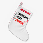 Naughty Nice French Personalized Kleine Kerstsok (Voorkant (Hangend))