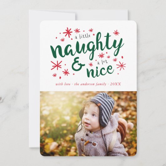 Naughty & Nice Funny Carte photo de vacances (Devant)