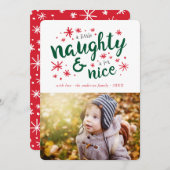 Naughty & Nice Funny Carte photo de vacances (Devant / Derrière)