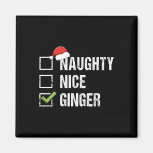Naughty Nice Ginger Redhead Santa Hat Ierse Christ Magneet