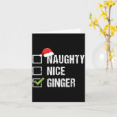 Naughty Nice Ginger Redhead Santa Hat Irish Christ Kaart (Gele Bloem)