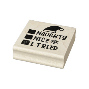 Naughty Nice I Tried List Rubberstempel