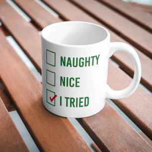 Naughty, Nice, ik heb geprobeerd - Grappig kerstci Extra Grote Beker