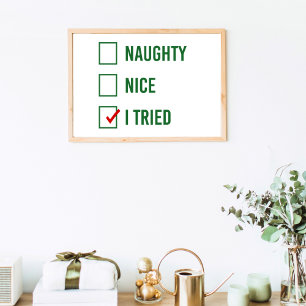 Naughty, Nice, ik heb geprobeerd - Grappig kerstci Poster