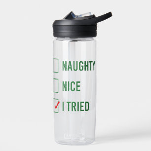 Naughty, Nice, ik heb geprobeerd - Grappig kerstci Waterfles