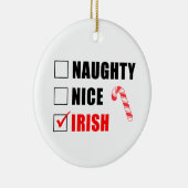 Naughty Nice Irish Candy Cane Ceramic Ornament (Rechts)