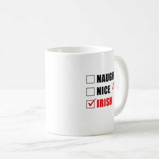 Naughty Nice Irish Kerstontwerp Coffee Mok (Voorkant rechts)