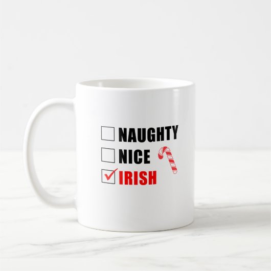 Naughty Nice Irish Kerstontwerp Coffee Mok (Links)