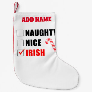 Naughty Nice Irish Personalized Kleine Kerstsok