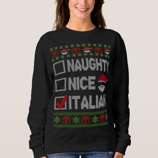 Naughty Nice Italy Xmas Santa Ugly Sweater Funny (Voorkant)