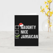 Naughty Nice Jamaican Santa Hat Kerstcadeau Kaart (Gele Bloem)