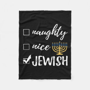 Naughty Nice Jewish Funny Ugly Kerstmis Hanukkah Fleece Deken