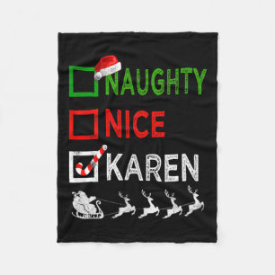 Naughty Nice Karen Kerstpyjamas Funny Santa H Fleece Deken