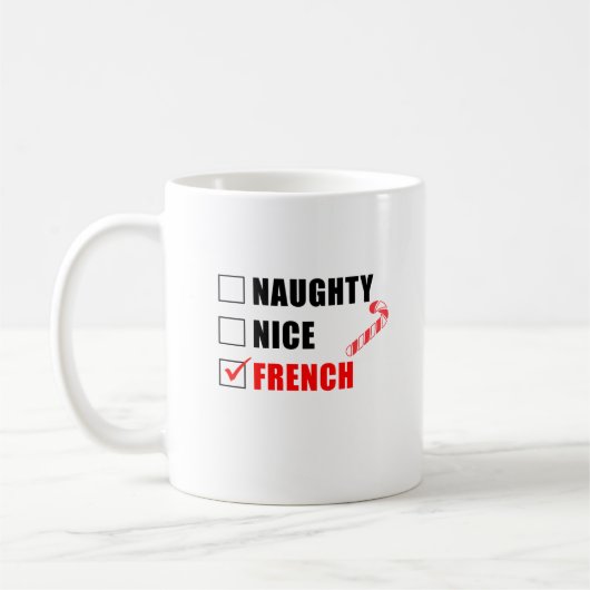 Naughty Nice, Mok met kerstontwerpkoffie in Frankr (Links)