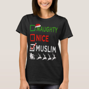 Naughty Nice Muslim Kerstmis Pajamas Funny Santa T-shirt