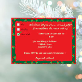 Naughty Nice Never mind Holiday Kaart